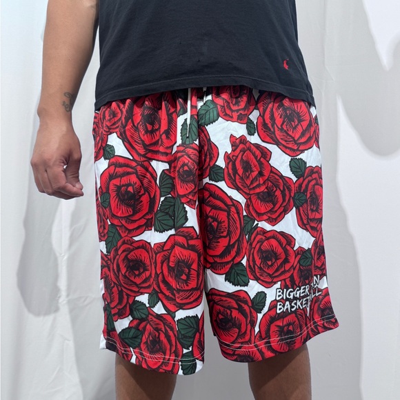 Generic Other - Red Floral Basketball Shorts | Men’s Casual Athletic Streetwear